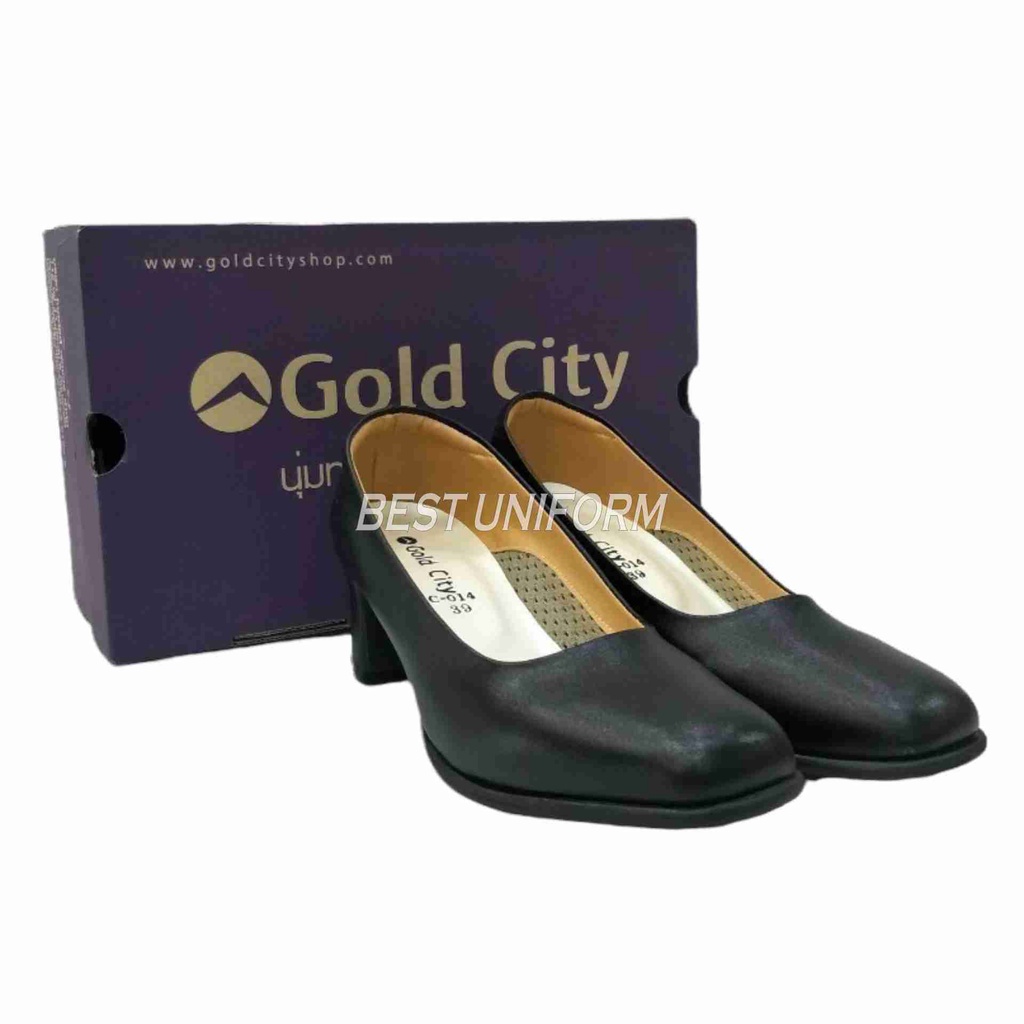 GOLDCITY รองเท้าคัชชูผู้หญิง  รองเท้านักศึกษา รุ่น C014 สีดำ