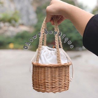 พร้อมส่ง 🍋 straw mini bag C1117 กระเป๋าสาน กระเป๋าสานสไตล์มินิมอล