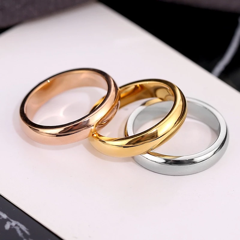 สไตล์มินิมอล Niche High-End ผิวมันแหวนเหล็กไทเทเนียมแฟชั่น 18K Gold Plated หญิงอุปกรณ์เสริมอุปกรณ์เสริมมือ