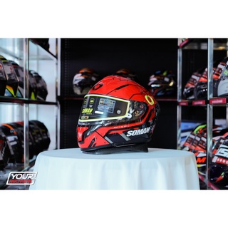 หมวกกันน็อค SOMAN HELMET รุ่น SM961-S MGA3 SHINNING RED BLACK