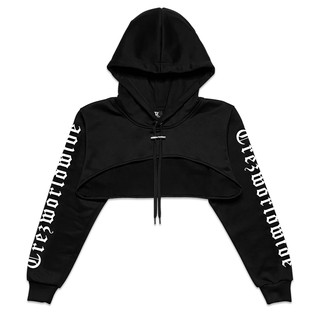 TZ worldwide BE TREZ HIGH CROPPED HOODIE - BLACK (GLOW IN THE DARK - YELLOW)