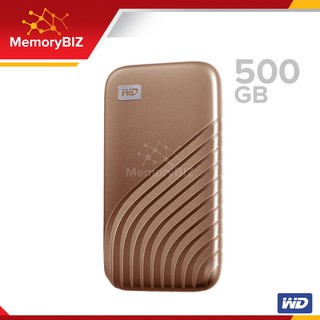 WD My Passport SSD 500 GB ฮาร์ดดิสก์พกพา Type-C, USB 3.0 (WDBAGF5000AGD-WESN) Gold สีทอง อ่าน1050MB/s ประกัน Synnex 5 ปี