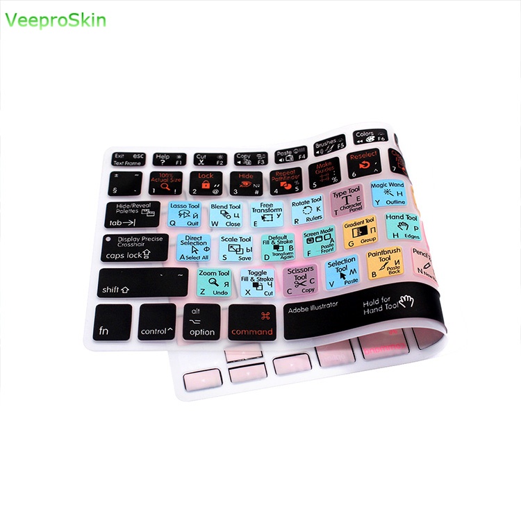 Russian Functional Hot Keys Keyboard Cover Adobe Illustrator AI  Protector Silicone Skin for Mac Air