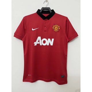 **พร้อมส่ง** เสื้อกีฬาแขนสั้น ลายทีมชาติฟุตบอล Manchester United 13-14 ชุดเหย้า สไตล์เรโทร