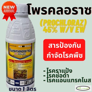 โพรคลอราซ(Prochloraz) 45% W/V EW ขนาด 1​ ลิตร ป้องกันกำจัดโรคแอนแทรคโนส ช่อดอกดำ ราดำ กุ้งแห้งพริก