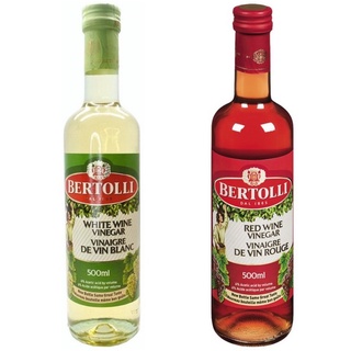 BERTOLLI เบอร์ทอลลี่ น้ำส้มสายชูหมักจากไวน์ขาว &amp; ไวน์แดง 500มล. หมักองุ่นขาวคุณภาพสูง มีสีชาอ่อนๆ รสเปรี้ยว กลิ่นหอม