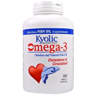 Kyolic, Aged Garlic Extract, Omega-3, Cholesterol &amp; Circulation, 180 Omega-3 Softgels