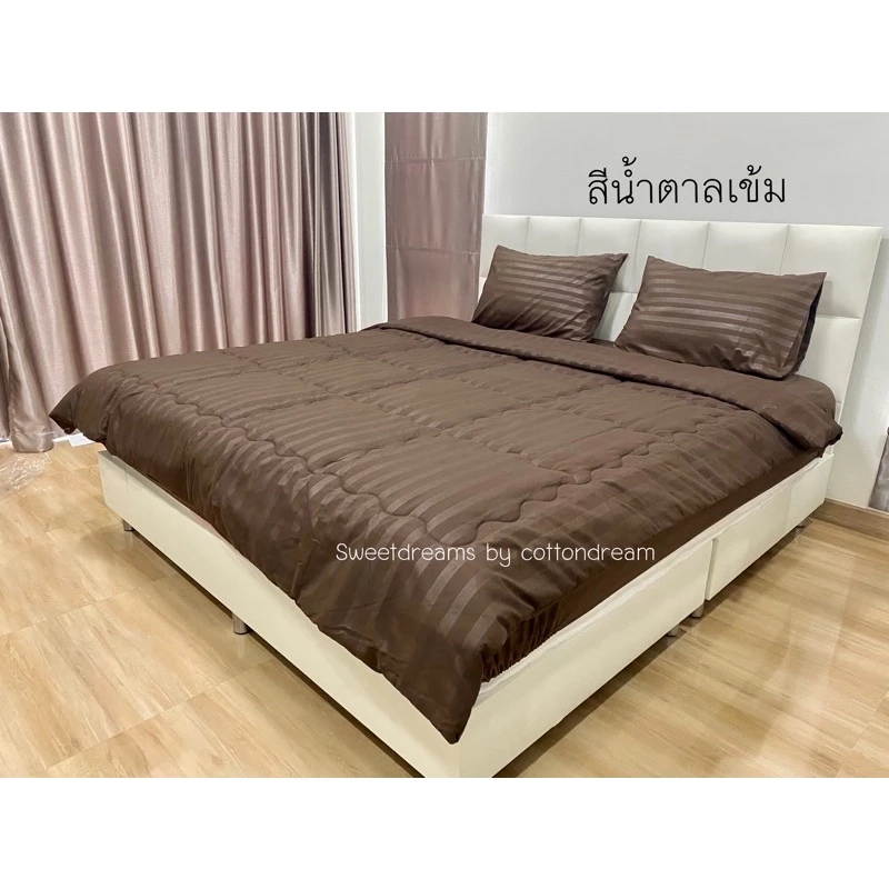 ชุดผ้าปูที่นอนลายริ้วสไตส์โรงแรม top premium.ครบชุดผ้านวมผืนใหญ่7ฟุต🍃 thumbnail 5