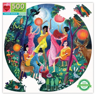 eeBoo Moon Dance 500 pc Round Puzzle - จิ๊กซอว์รูปเต้นรำใต้แสงจันทร์ แบบ 500 ชิ้น ต่อเป็นรูปทรงกลม