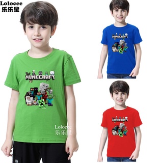 เสื้อยืดแขนสั้น พิมพ์ลายการ์ตูน Minecraft Gamer แฟชั่นฤดูร้อน สําหรับเด็กผู้ชาย