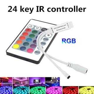 รีโมตคอนโทรลอินฟราเรดบลูทูธไร้สาย 5M ไฟ LED 24 คีย์ RGB หรี่ไฟได้ 12v สําหรับ 5050 3528 5054