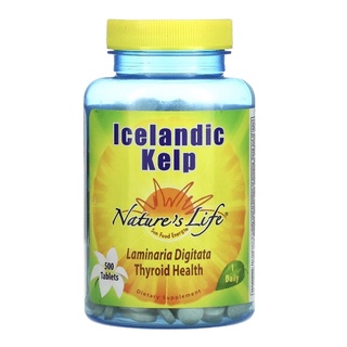 Natures Life, Icelandic Kelp, 500 Tablets เคลป์ ไอโอดีน (Iodine) และวิตามินบี มีส่วนช่วยในการทำงานของต่อมไทรอยด์