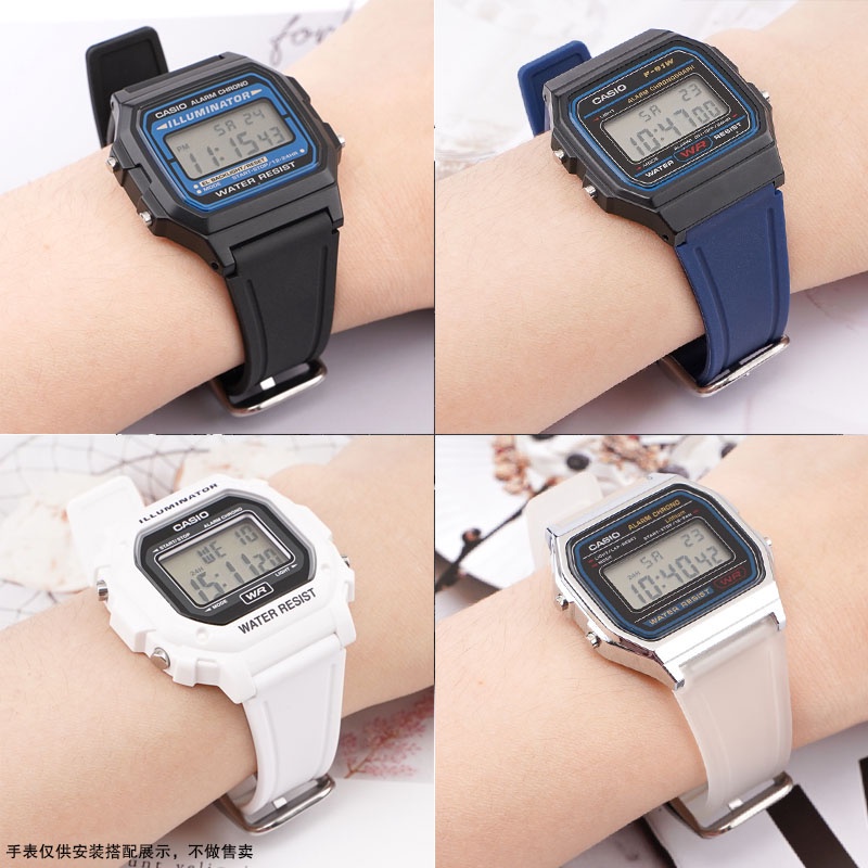 สายนาฬิกาข้อมือเรซิ่น PU 18 มม. อุปกรณ์เสริม แบบเปลี่ยน สําหรับ Casio F91W F84 F105 F108 A158 A168 AE1200 A1300