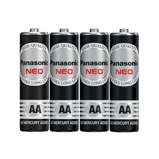 ว๊าว🍟 ถ่านไฟฉาย Neo AA PANASONIC รุ่น R6NT/4SL (แพ็ค 4 ก้อน) สีดำ 🚚พิเศษ!!✅