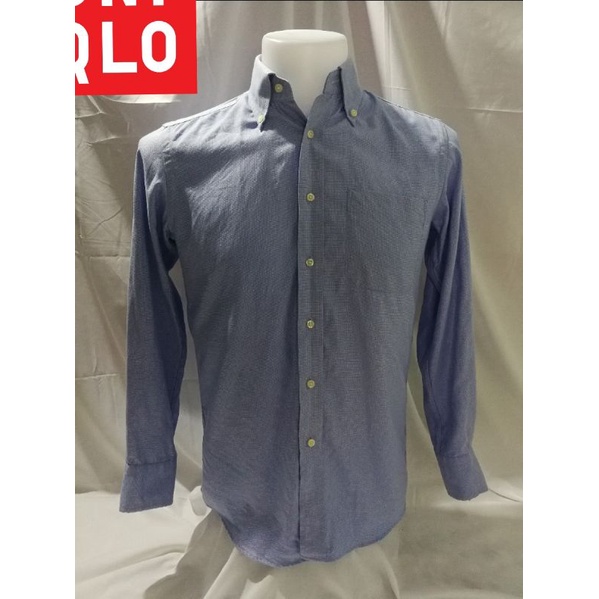 UNIQLO (FINE CLOTH SHIRT) Brand_2nd hand (BK1) เสื้อเชิ้ตแขนยาวผ้าฝ้าย​100%/SizeS/made in China🇨🇳/แท้มือสองกระสอบนำเข้า​
