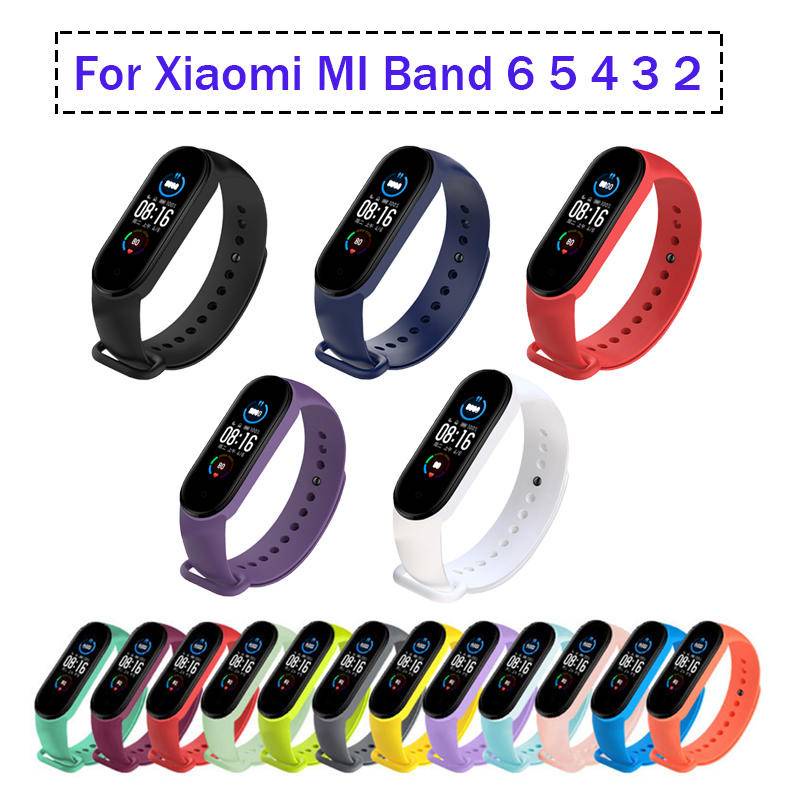 สําหรับ Xiaomi Mi Band 6 5 4 3 กีฬาสายรัดข้อมือสร้อยข้อมือซิลิโคน Mi Band4 Band5 สายคล้องคอสําหรับ M