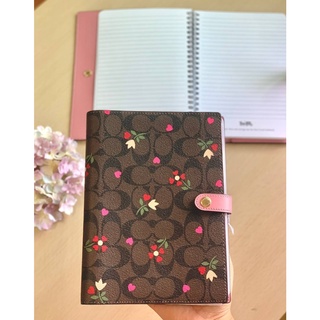 พร้อมส่งแท้💯สมุดCOACH NOTEBOOK IN SIGNATURE CANVAS WITH HEART PETAL PRINT