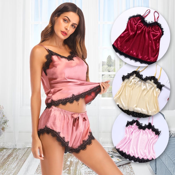 พร้อมส่ง💥LadyCloset Shop💥 (N250) ชุดเซ็ทเสื้่อและกางเกงชุดนอน สุดเซ็กซี่ เนื้อผ้านุ่มลื่น สวมใส่สบาย