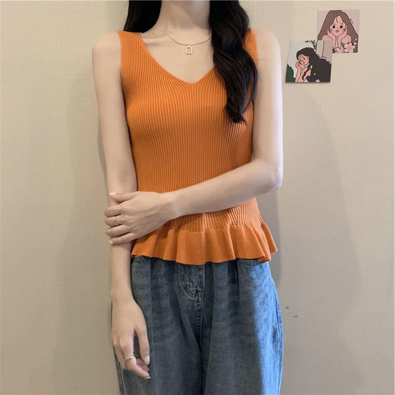 (พร้อมส่ง/ใหม่#11092)เสื้อกล้ามเซ็กซี่ สายเดี่ยว เสื้อกล้ามสไตล์เกาหลีแขนกุดสำหรับผู้หญิง