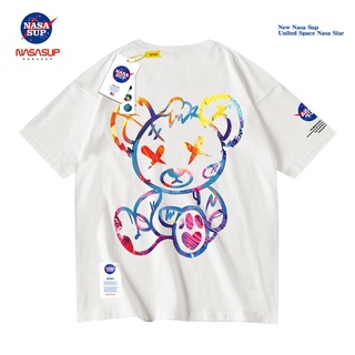 เสื้อยืดแขนสั้น พิมพ์ลายหมีปีศาจ Nasa แฟชั่นฤดูร้อน สไตล์สตรีท สําหรับผู้ชาย