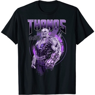 ผ้าฝ้ายคอกลมเสื้อยืด พิมพ์ลายกราฟฟิค Marvel Infinity War Thanos สีม่วง สไตล์วินเทจ สําหรับผู้ชาย และผู้หญิงเสื้อยืด - เส