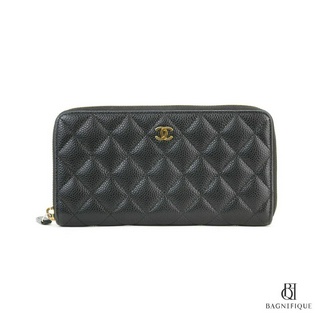 CHANEL ZIPPY WALLET LONG BLACK CAVIAR GHW