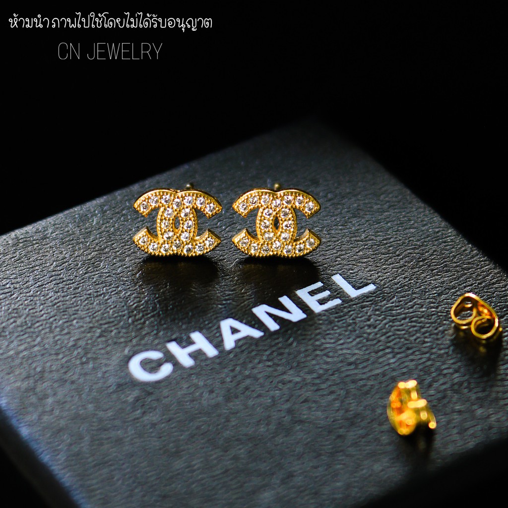 [ ลดเพิ่ม 30% เก็บโค้ดหน้าร้าน] 1คู่ ต่างหูCC (วัสดุอย่างดี ไม่ลอกดำ แพ้ง่ายใส่ได้) CN Jewelry