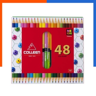 COLLEEN สีไม้คอลลีน 2 หัว 24 ด้าม 48 สี ( ด้ามเหลี่ยม ) สียอดนิยม ญี่ปุ่น US.Station