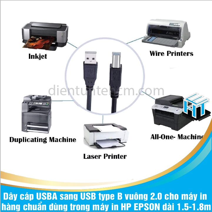 สาย USBA เป็น USB type B square 2.0 สําหรับเครื่องพิมพ์มาตรฐานที่ใช้ในเครื่องพิมพ์ HP EPSON ยาว 1.5-