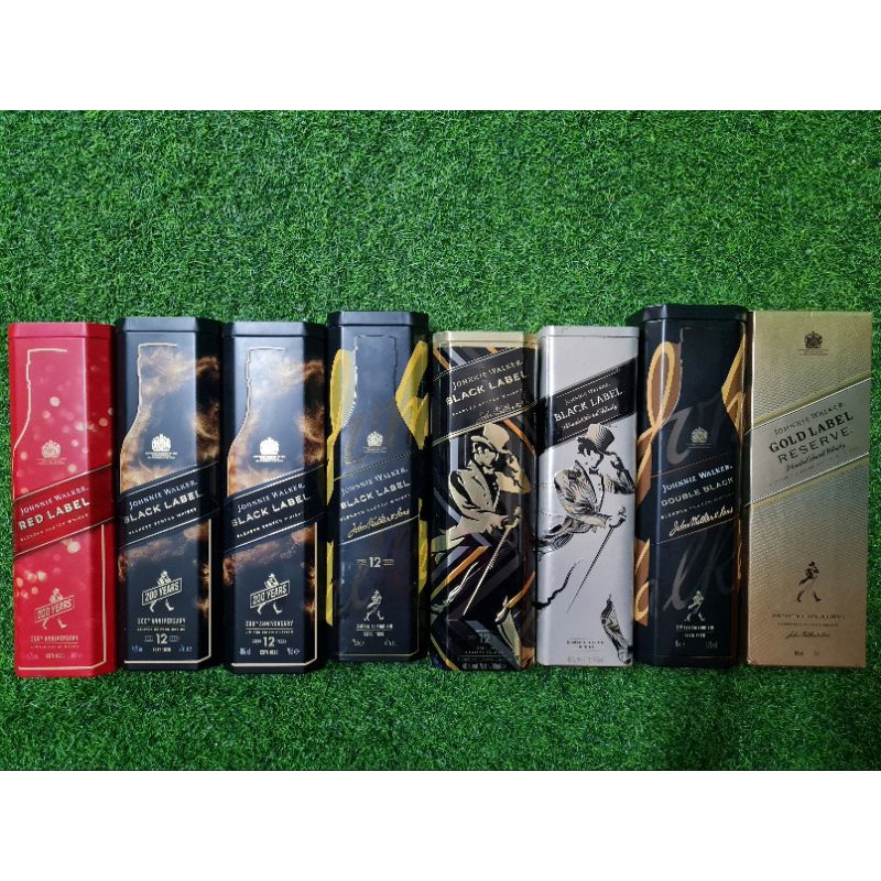 กล่องเหล็ก johnnie walker แท้ 100% พร้อมขวดเหล้าเปล่า Red & Black lable