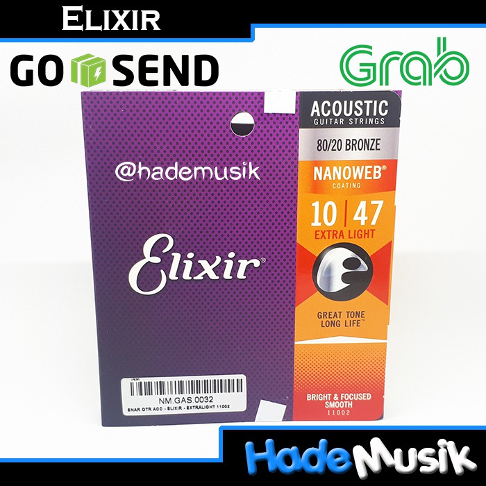 Elixir 11002 สายกีต้าร์โปร่ง Nanoweb Bronze (10-47)
