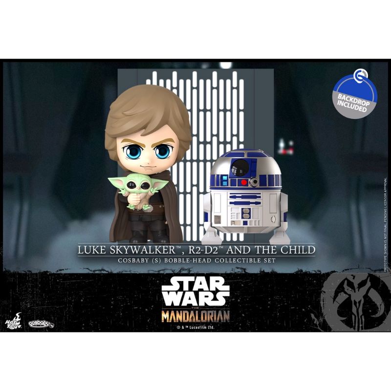 Hottoys ฟิกเกอร์ของสะสม Cosbaby COSB866 Luke Skywalker, R2-D2, and the Child