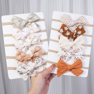 5pcs/set Printed Bow Headband for Baby Girls Elastic Hair Ties for Newborn Hair Accessories