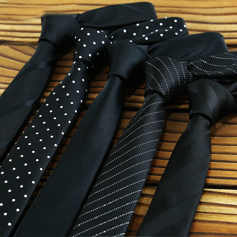 สีดํา 5 ซม.ผู้ชาย Man Ties DOTS STRIPES SOLID คุณภาพสูงคอ Tie เนคไท WEDDING