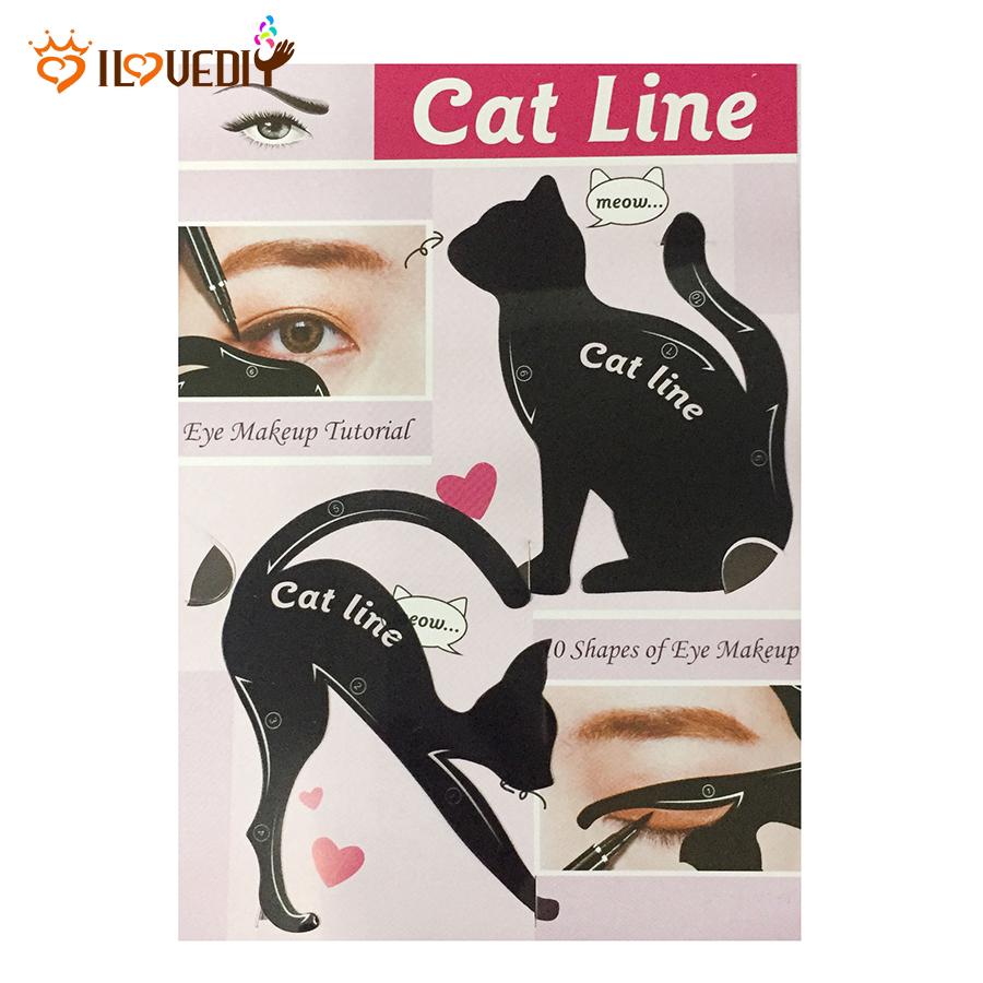 2Pcs Cat Line Eyeliner Stencils Cat Eyes Shaper Eye Shadow Tool Makeup Template