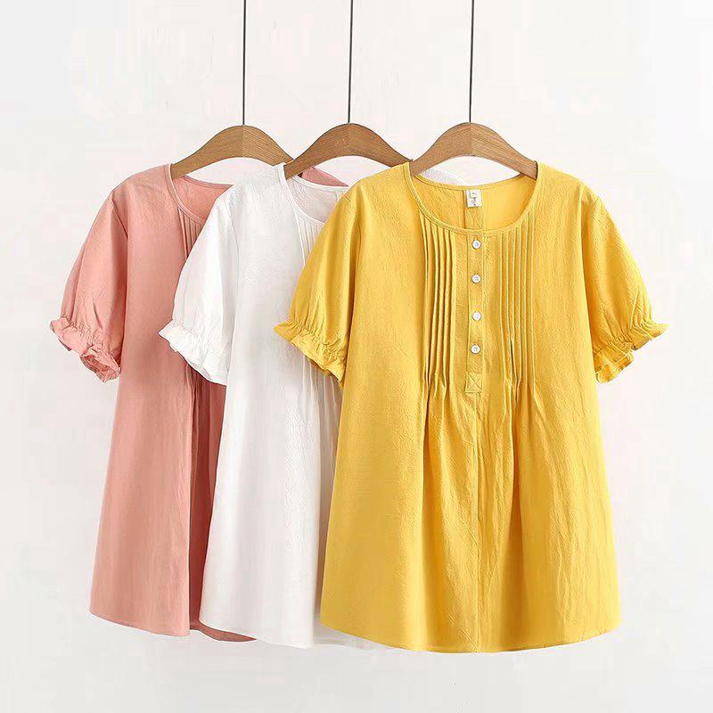 แฟชั่นสตรีเสื้อเชิ้ตผ้าฝ้าย Plus Size