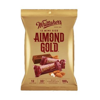 Whittakers Almond Gold 12 Mini Size 180g.New Zealand นิวซีแลนด์ ขนมขบเคี้ยว ช็อคโกแลต