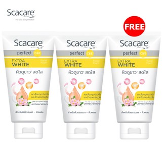 Scacare สกาแคร์ โฟมล้างหน้า เอ็กตร้าไวท์ 100 ก. 2 หลอด ฟรี 1 หลอด ผิวดูขาว กระจ่างใส Extra White Facial Foam