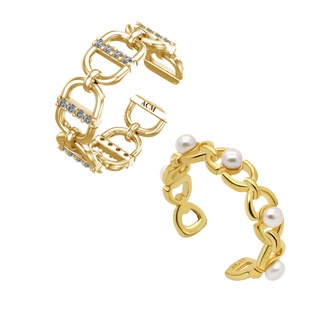 A.CEMI Horseshoe Pearl Ringcuff + Infinity Ringcuff Set