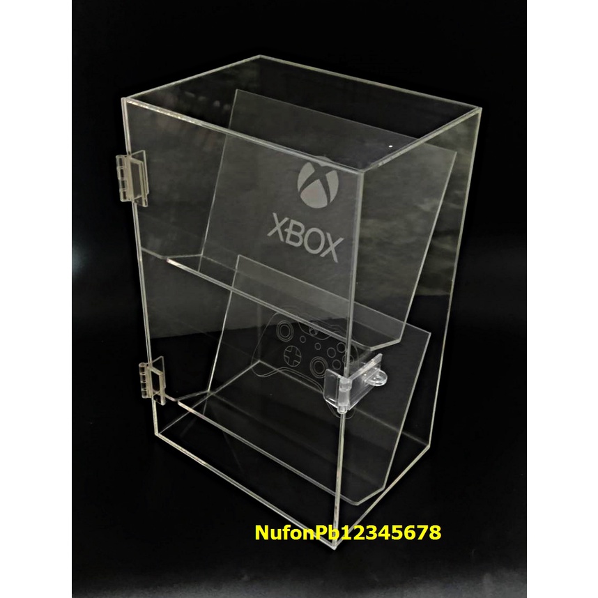 ตู้เก็บจอยอะคริลิคใส แบบมีโลโก้ XBox เป็นตู้ 2 ชั้น มีประตูปิดกันฝุ่น หยิบใช้งานง่าย สวยงาม