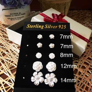 ตุ้มหูแบบติดหู 92.5% Silver Stud flower earring