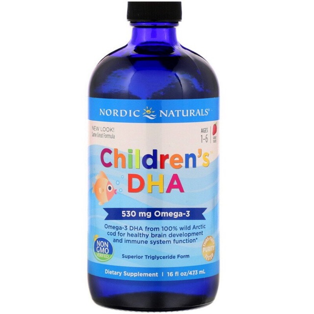 Nordic Naturals, Children's DHA, Ages 1-6, Strawberry, 530 mg, 16 fl oz (473 ml)