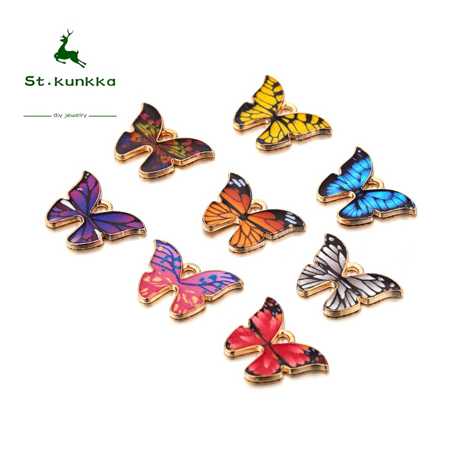 St.kunkka 10 ชิ้น/แพ็คจี้ผีเสื้อโลหะสําหรับเครื่องประดับ DIY สร้อยคอสร้อยข้อมืออุปกรณ์เสริม