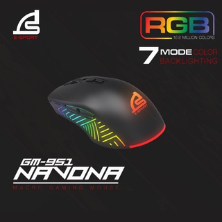 เมาส์เกมมิ่งมาโคร SIGNO E-SPROT NAVONA GM-951 มีไฟ RGB 7แบบ 6400DPI