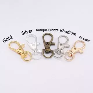10ชิ้น ตะขอก้ามปูหมุนได้ (32-38mm) ตะขอเกี่ยวพวงกุญแจ อะไหล่กระเป๋า สายจูงสัตว์เลี้ยง DIY อะไหล่โลหะ