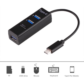 2 In 1 USB 3.1 USB-C / Type-C To USB 2.0 COMBO 3 Ports HUB + TF Card Reader(Black)