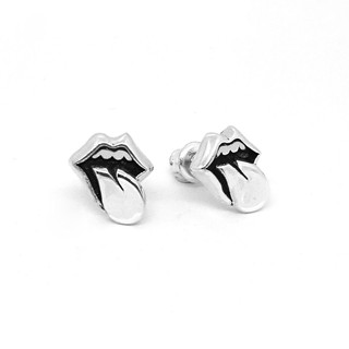 Chrome Hearts Sterling Silver 925 เครื่องประดับเงินแท้ ต่างหู Heart Lip Stud Earring Code:CED015