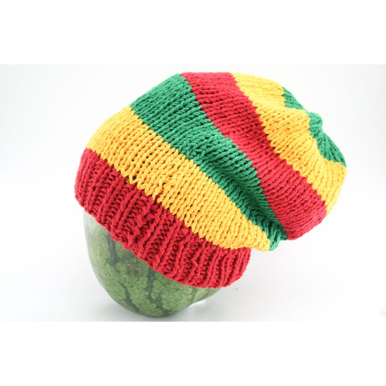 สินค้าราสต้า Beanie Long Large Stripes Green Yellow Red หมวกถัก Cotton 100%﻿ ราสต้า-เรกเก้แบบยาว﻿ RA