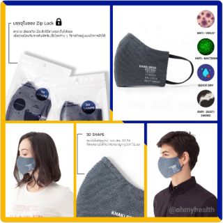 (พร้อมส่ง)หน้ากากผ้า Quick dry Mask ผ้าคอตตอนอย่างดี 2ชั้น เคลือบสารป้องกันไวรัส และแบคทีเรีย  ผ้าปิดจมูก กันฝุ่น ซักได้