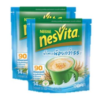 ﻿NESVITA Low Sugar เนสวิต้า สูตรน้ำตาลน้อย ผสมใยอาหาร 14ซอง x 2แพค